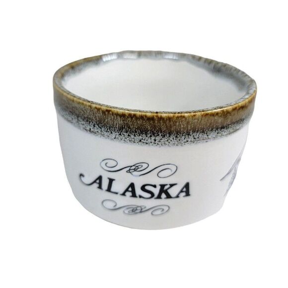 Vintage Alaska Woodland Soup Mug Moose Pine Trees Rustic Cabin Cup Rustic Winter - Picture 2 of 7